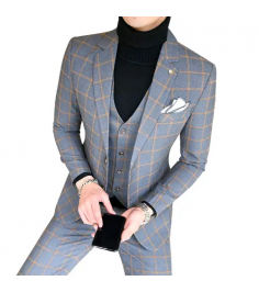 Blazer and Vest and Pants / Boutique Fashion Plaid Men's Business Suit 3pcs Set