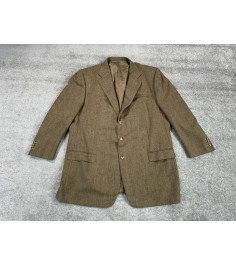 Ermenegildo Zegna Suit Jacket Mens 52 R Taupe Wool Herringbone Su Misura Flannel