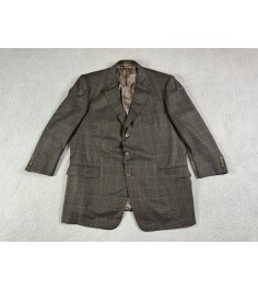 Ermenegildo Zegna Suit Jacket Mens 52 R Taupe Wool Houndstooth Su Misura Custom