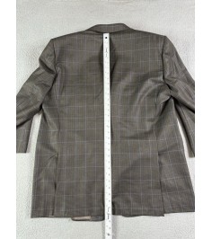 Ermenegildo Zegna Suit Jacket Mens 52 R Taupe Wool Houndstooth Su Misura Custom