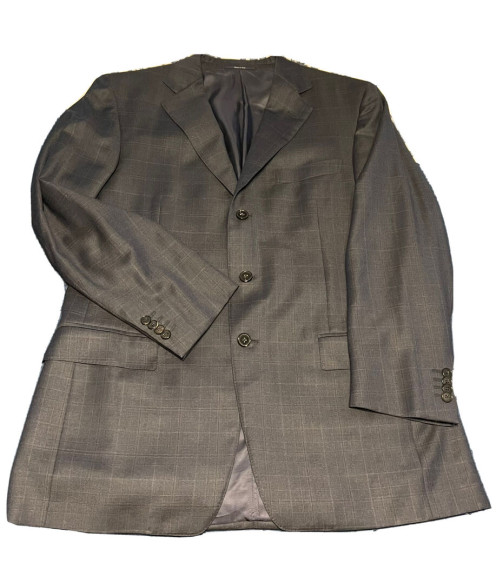 Mens Suit Jacket Coat Size 52R Gray Super 100s Wool